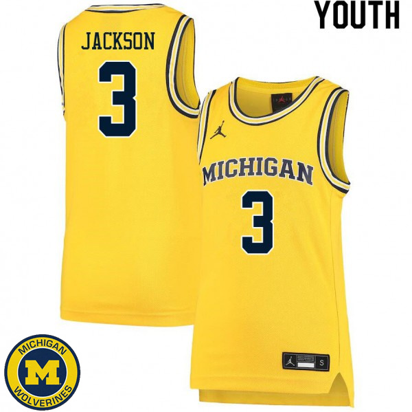 Youth Michigan Wolverines #3 Zeb Jackson Yellow Player Basketball Jersey